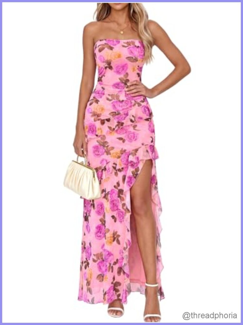 Off Shoulder Strapless Backless High Slit Mesh Maxi Dress